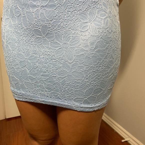 BRAND NEW Dusty Blue Button Down Lace Dress - Picture 5 of 6